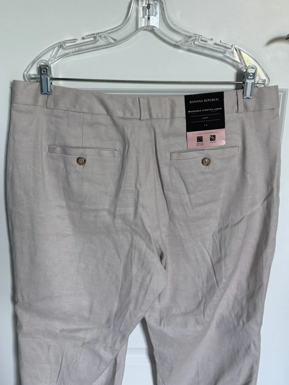 NEW Banana Republic Women's Avery Straight Linen-Cotton Pants Size 14R - 39655